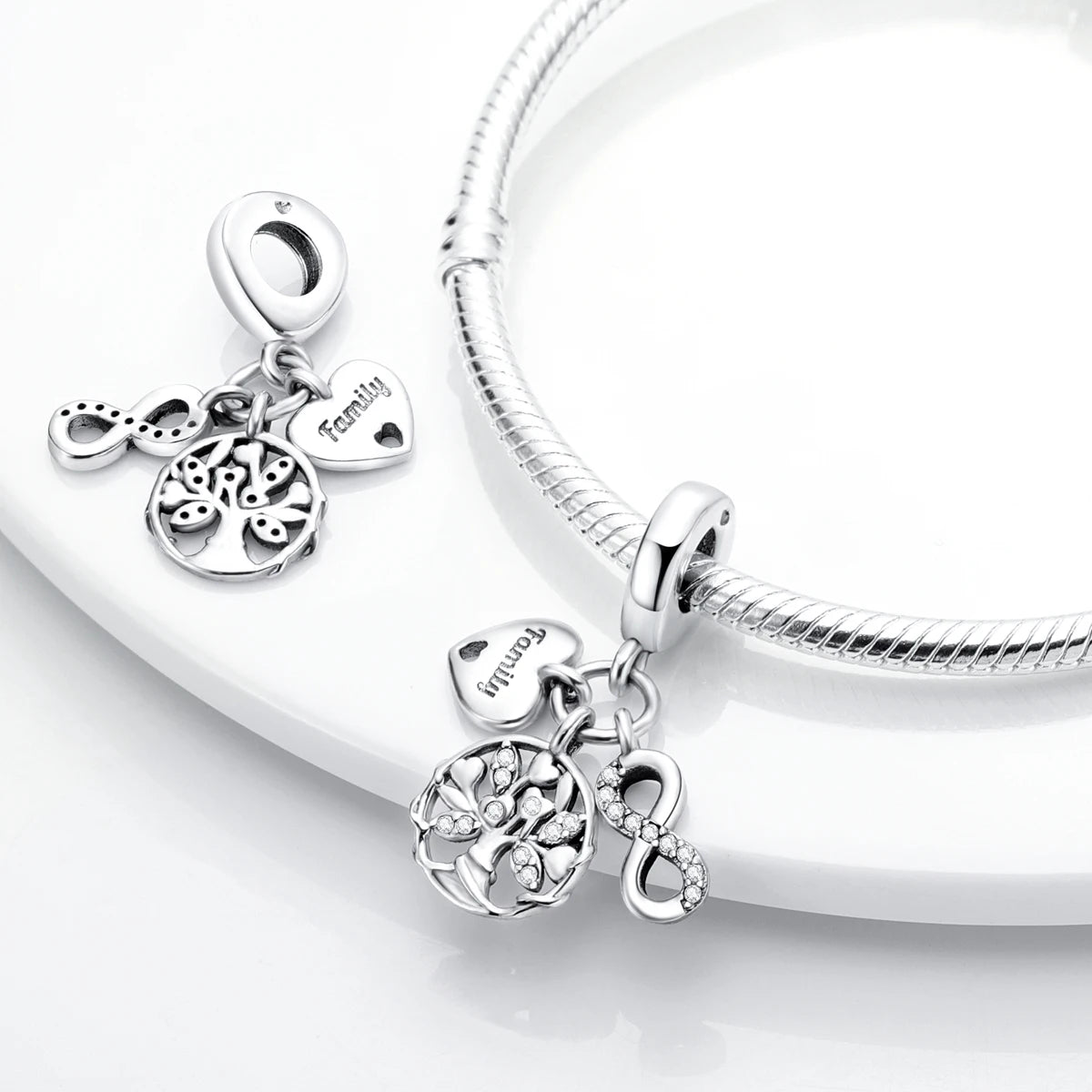 925 Sterling Silver Heart Charm Beads for Bracelets and Necklaces