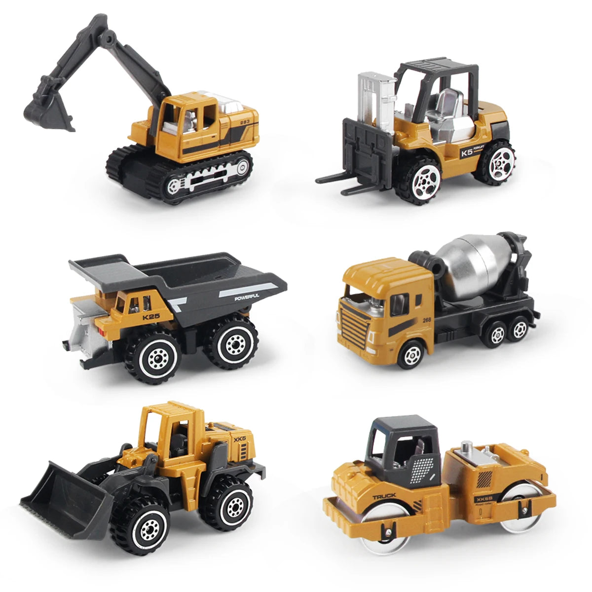 Die-Cast Metal Construction Truck Set - 6 Classic Vehicles