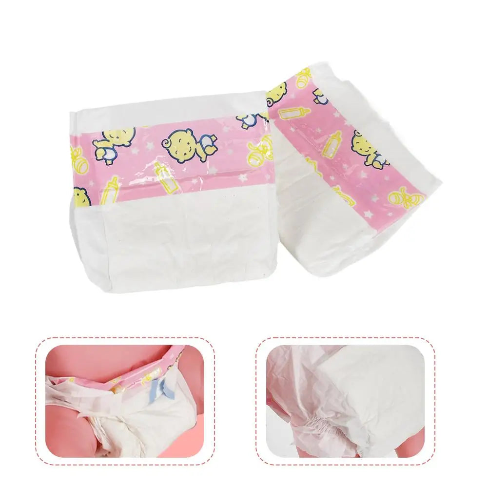 Soft Cotton Doll Diapers for Pretend Play (10-Pack)