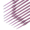 A set of eleven miniature detail paint brushes with natural wood handles arranged diagonally.