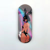 A wooden fingerboard deck featuring a UV-printed graphic of a woman with black hair and rabbit ears.