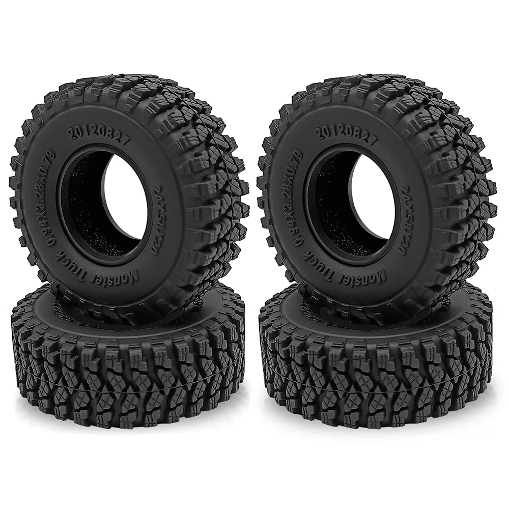 1.0" Mud Terrain Tires for 1/18 & 1/24 RC Crawlers (4-Pack)