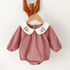 Baby Girls Lace-Trim Cotton Romper with Floral Details