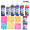 A collection of 100ml Aqua Fairy liquid products and various silicone molds for DIY craft kits.