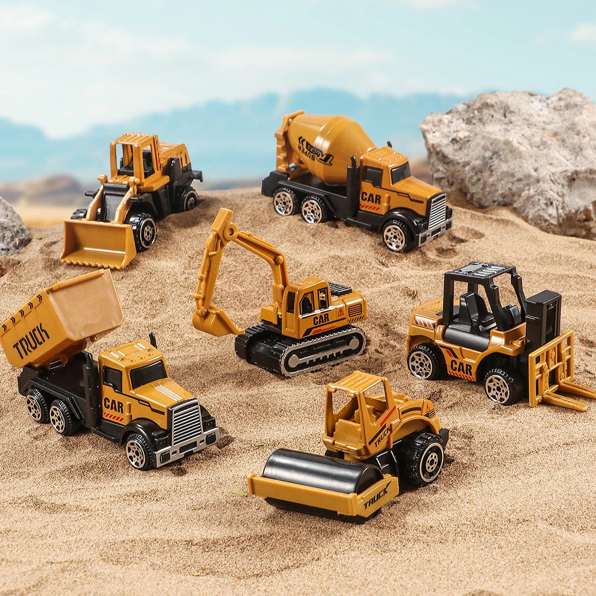 Diecast Construction Vehicle Set - Tractor, Excavator & Truck