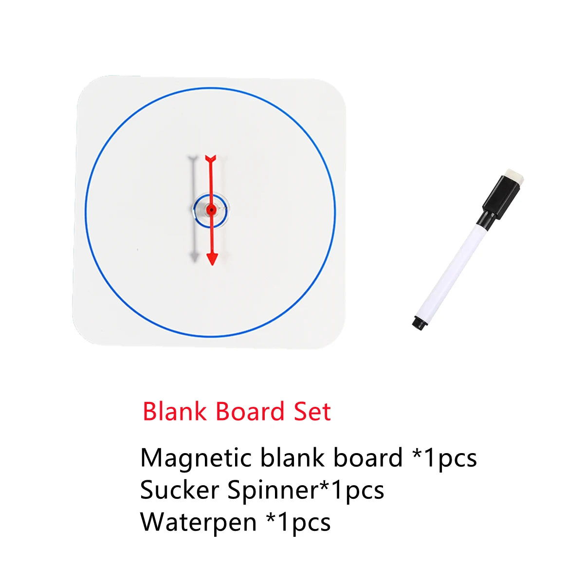 Blank board set featuring a magnetic board, a spinner, and a watercolor pen.