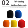 A multi-pack of microphone windscreen foam covers in black, blue, orange, yellow, and red.