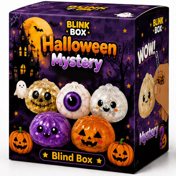 A box of Blink Box Halloween Mystery featuring a pumpkin-themed toy.