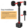 A black universal handheld adapter with a microphone mount and windshield attachment shown for easy installation.