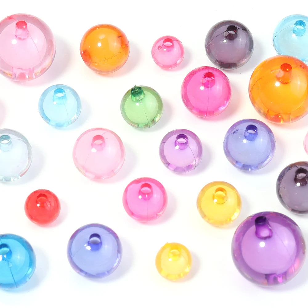 Colorful Round Acrylic Beads - Assorted Sizes for Jewelry Making