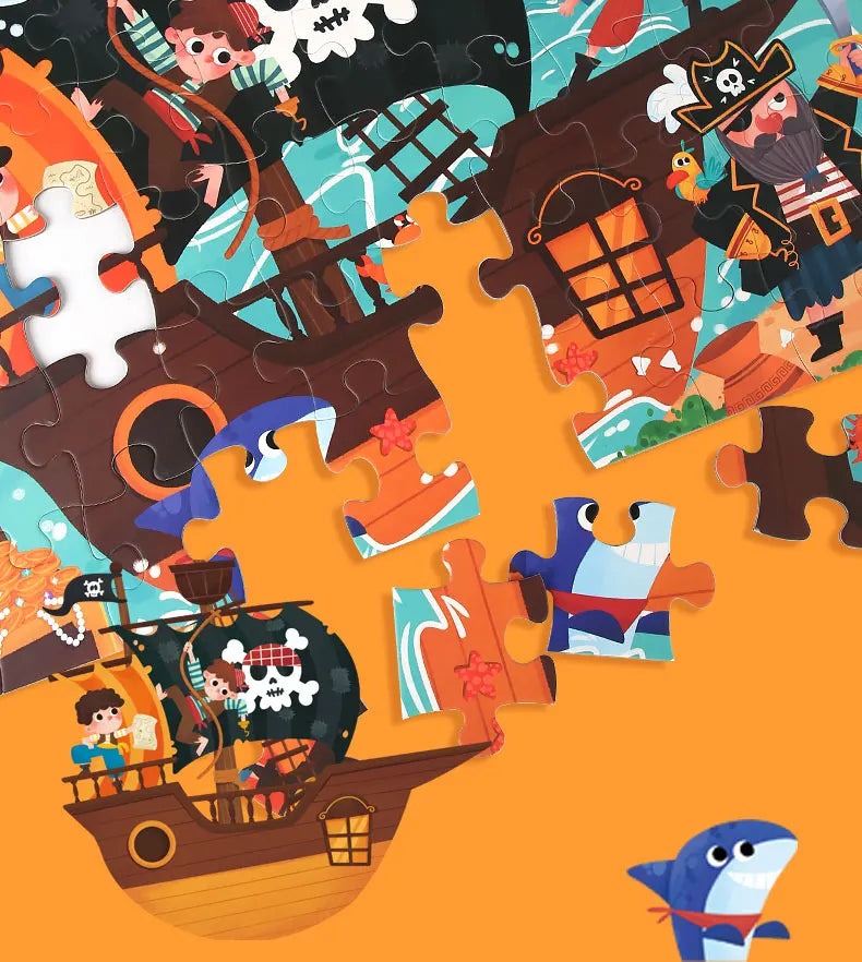 Montessori Wooden Cartoon Puzzle Set for Kids