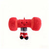 A plush red sports ball keychain featuring a soft mini basketball design with black and white stripes.