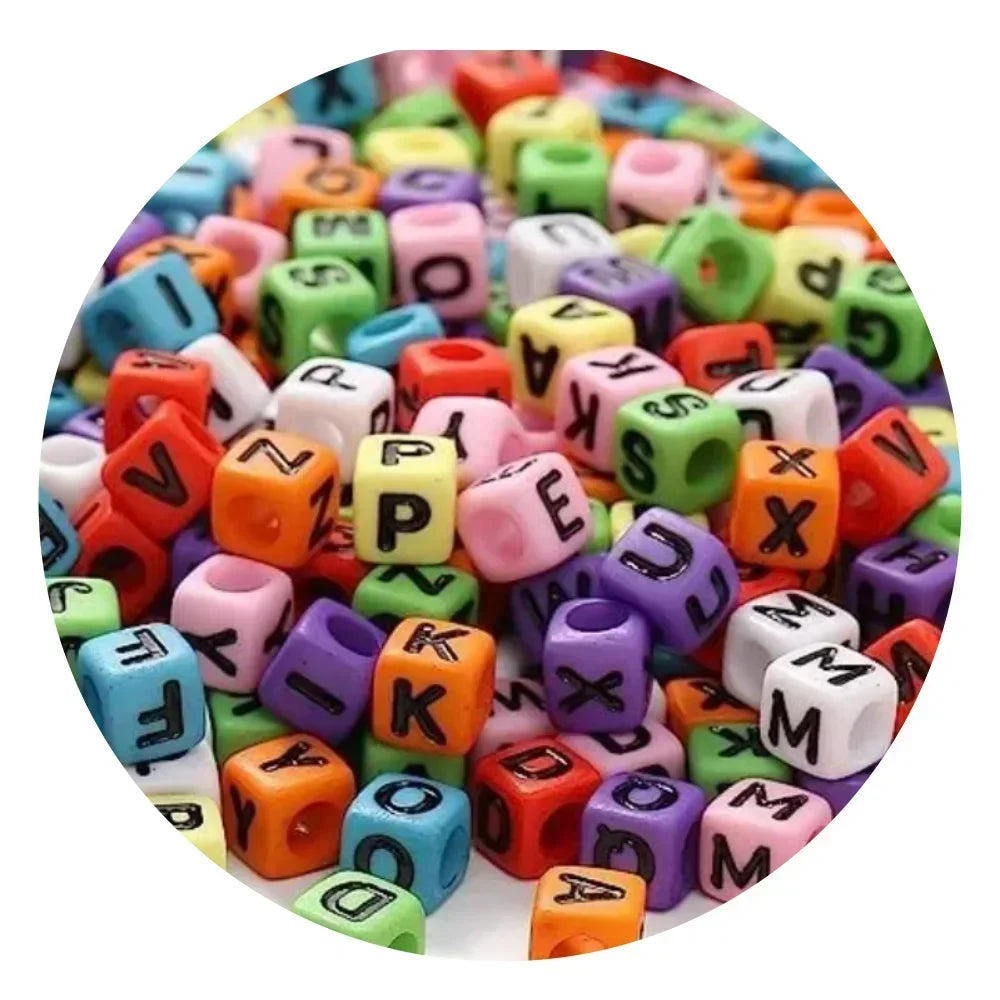 Acrylic Alphabet Beads for Jewelry Making - Mixed Letter Cubes