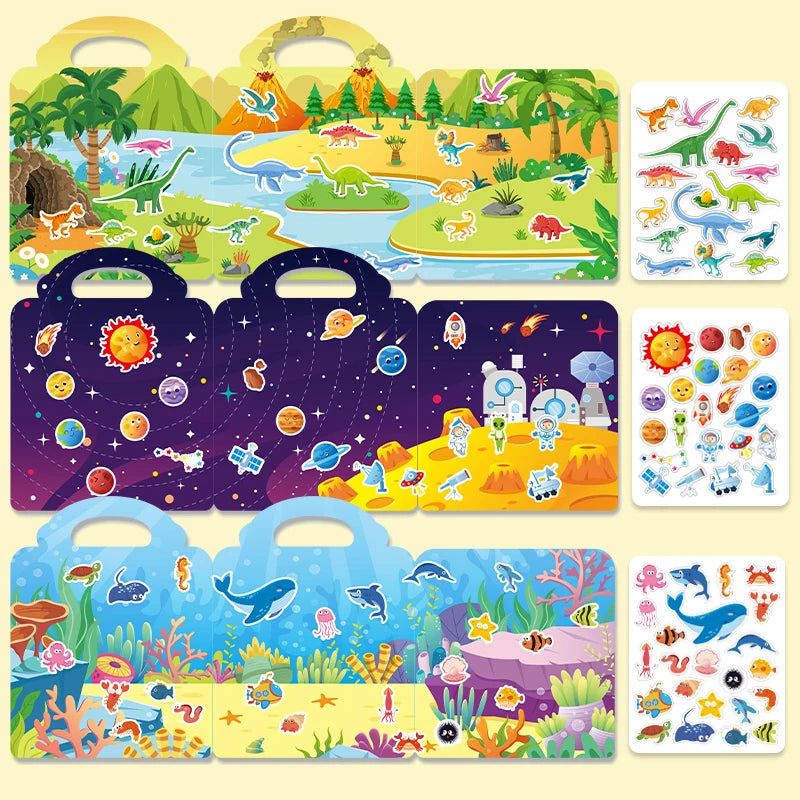 Reusable Jelly Sticker Books for Kids - Animal & Ocean Themes