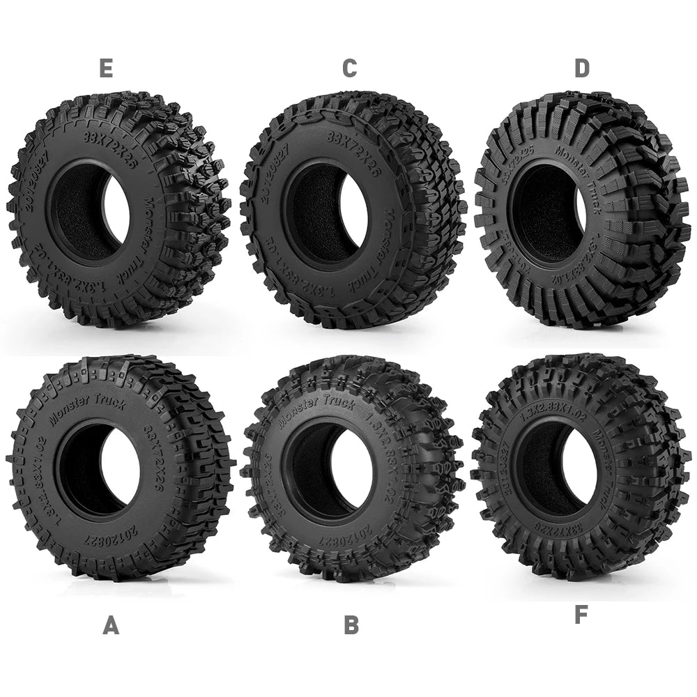 1.3" Mud Terrain Tires for RC Crawler (4-Pack)
