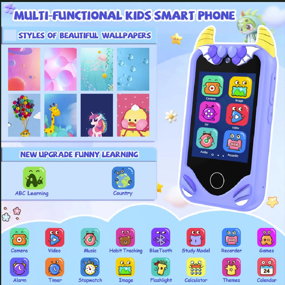 Kids' Smart Phone Toy with Dual Camera and 28 Learning Games