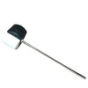 A black and white dual-sided bass drum pedal beater with felt and rubber heads.