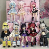 A collection of articulated vinyl art figures from the Escape Plan Series mystery box featuring various characters.