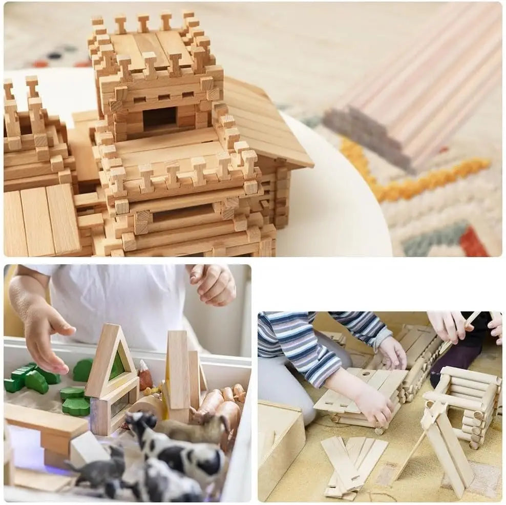 Natural hardwood square dowels used for DIY crafts and building projects