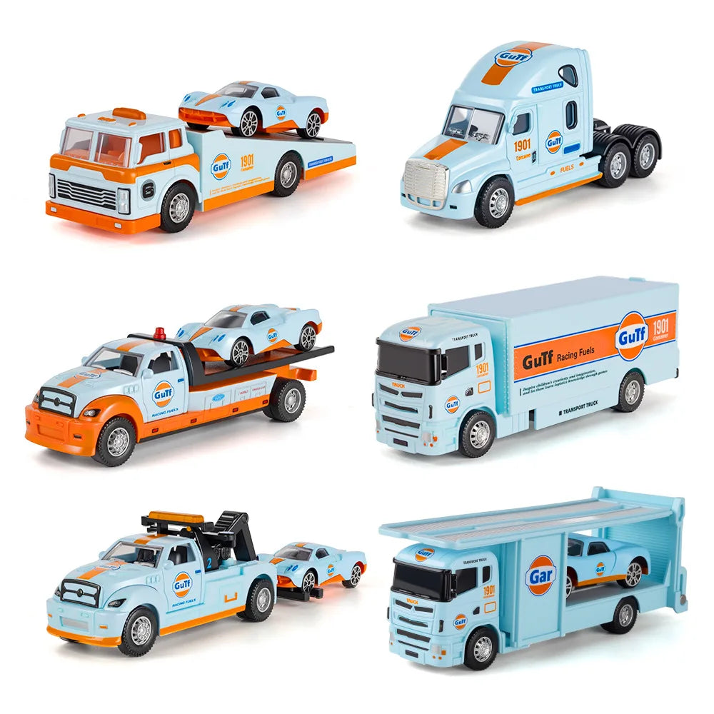 1:64 Scale Die-Cast Trailer Truck with Container - Gulf Racing Edition