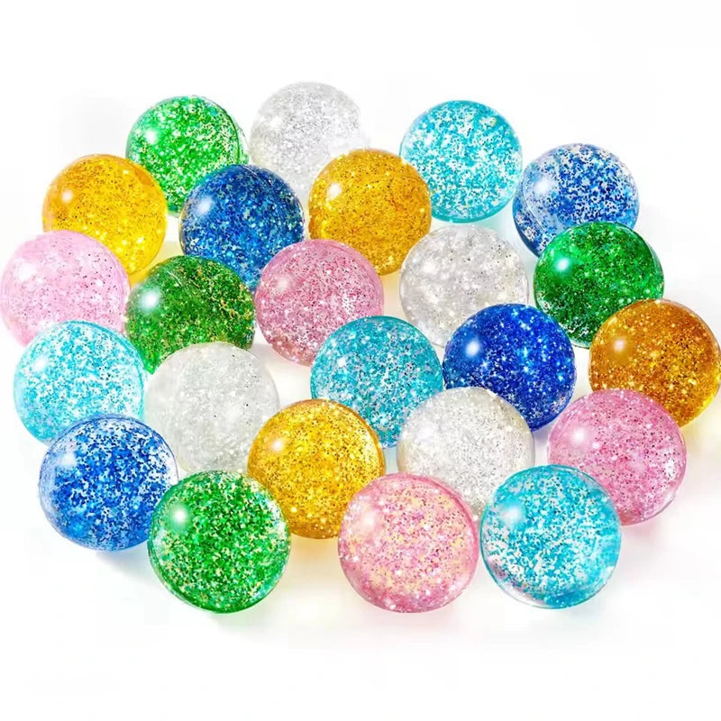 Glitter Bouncy Balls for Kids Party Favors and Prizes (Set of 10, 20, or 30)