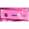 A pink squishy stress relief fidget toy labeled GRAPE 1.6oz (50g) with a purple grape graphic.