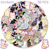 A large collection of 50 cute cartoon cat stickers featuring various expressions and styles.