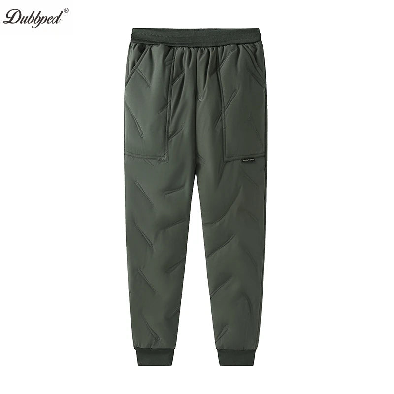 Dark olive green waterproof winter pants for kids with a fleece lining