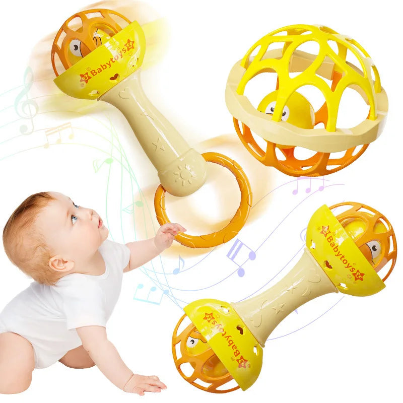 Baby Sensory Rattle Toy Set with Spinning Stacker