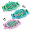 Three versions of a compact tabletop foosball game for kids and adults in green, blue, and pink.