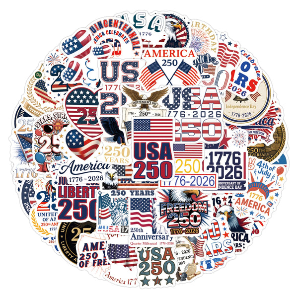 United States 250th Anniversary Sticker Pack (55-Piece)