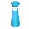 A bright blue kids chef apron and hat set.
