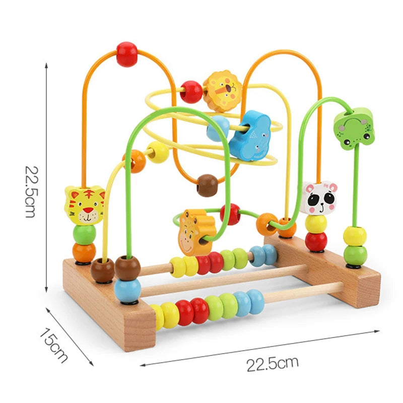 Wooden Bead Maze Roller Coaster Toy for Toddlers