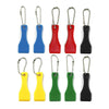 A set of ten plastic lottery scratcher keychains in various colors including blue, red, and yellow.