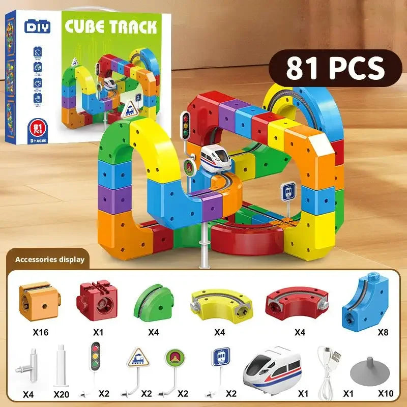 Electric 3D Track Building Set with Rechargeable Train