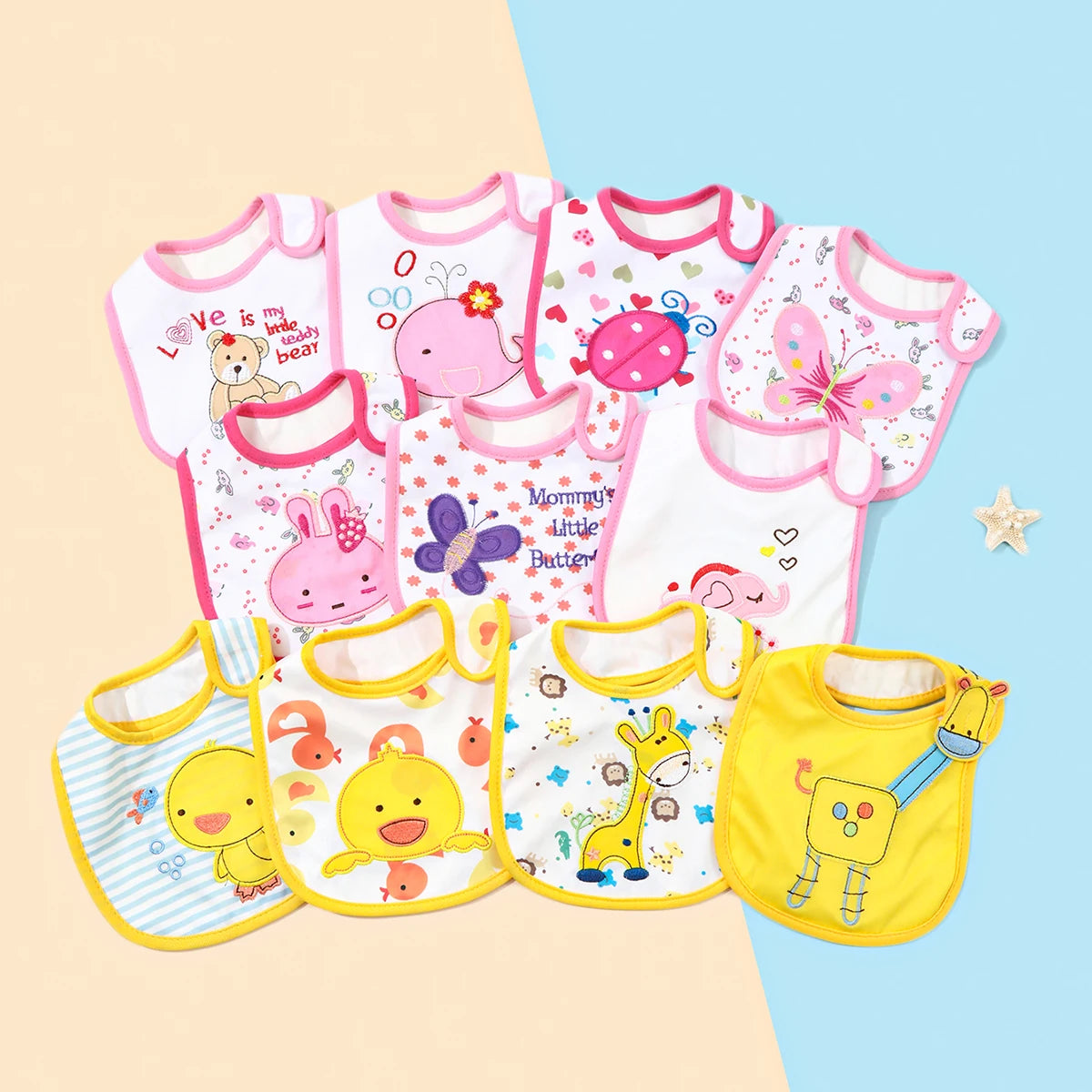 Waterproof Baby Feeding Bibs and Burp Cloths Set (5-Piece)