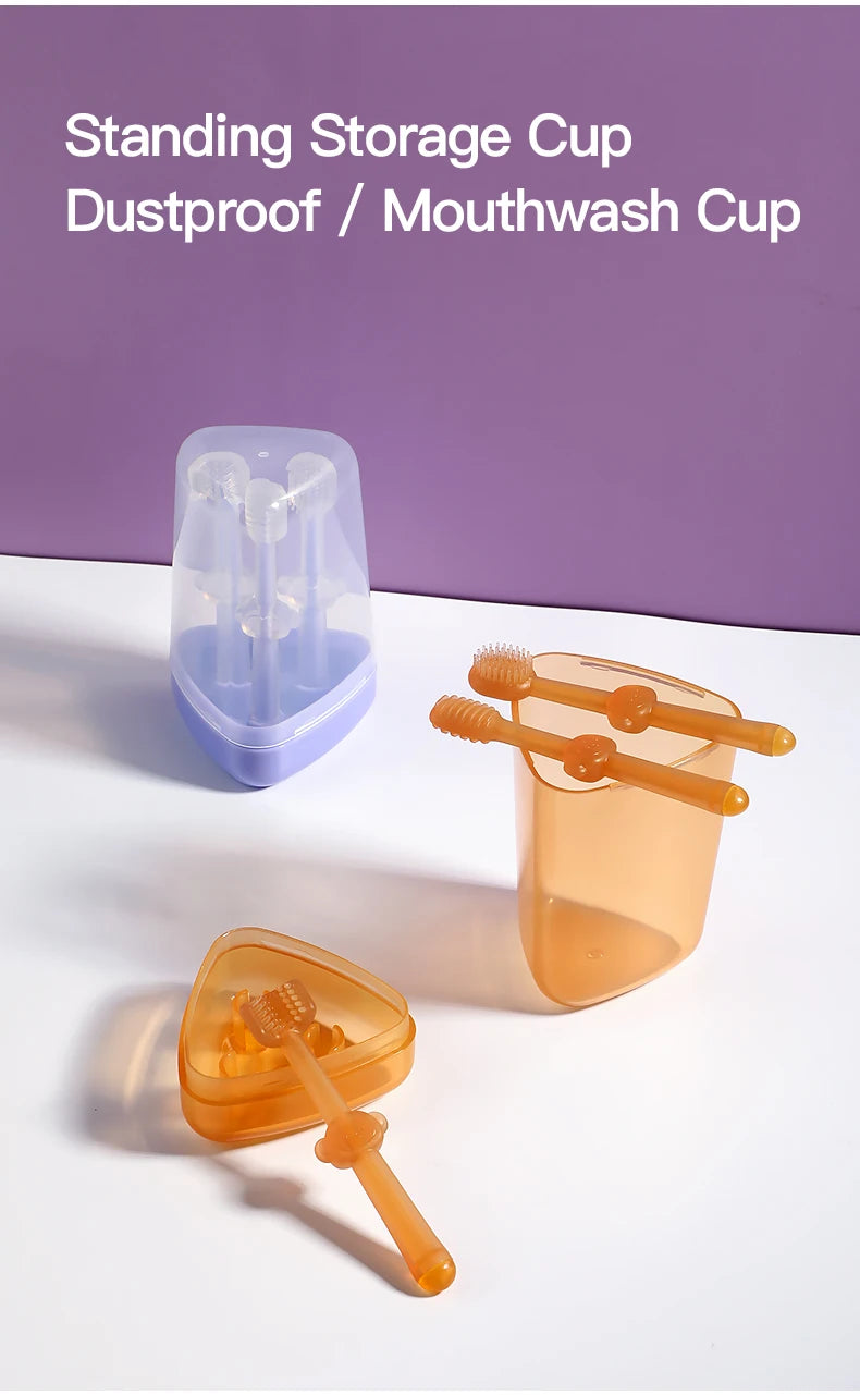 Baby Silicone Toothbrush Set with Tongue Cleaner and Storage Box