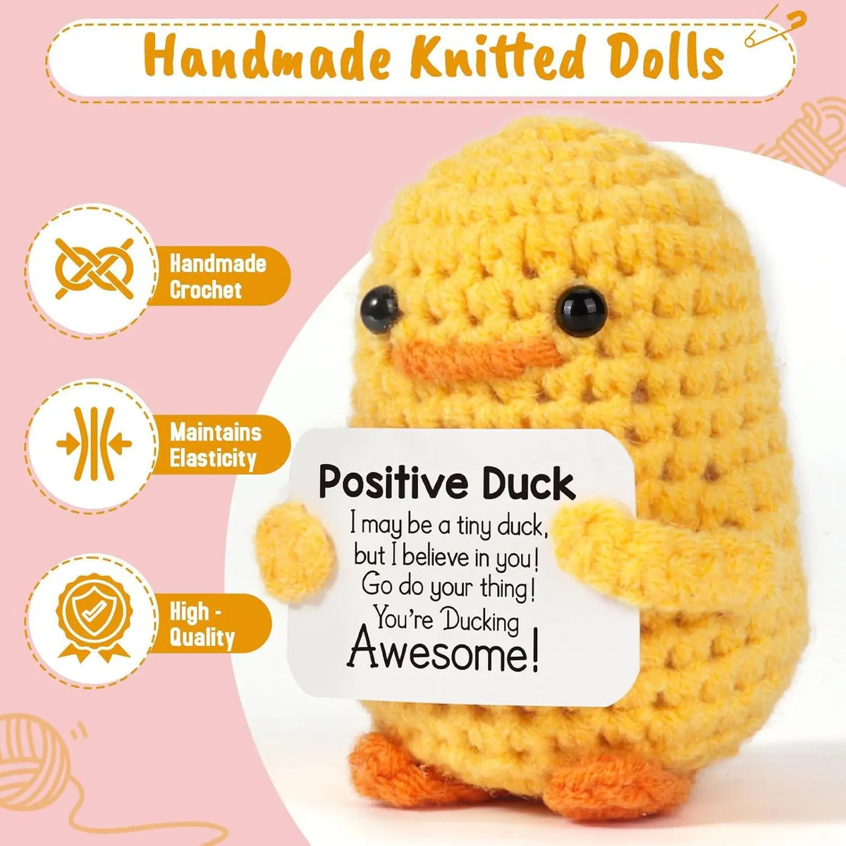 Handmade Crochet Pocket Hug Doll with Positive Vibe