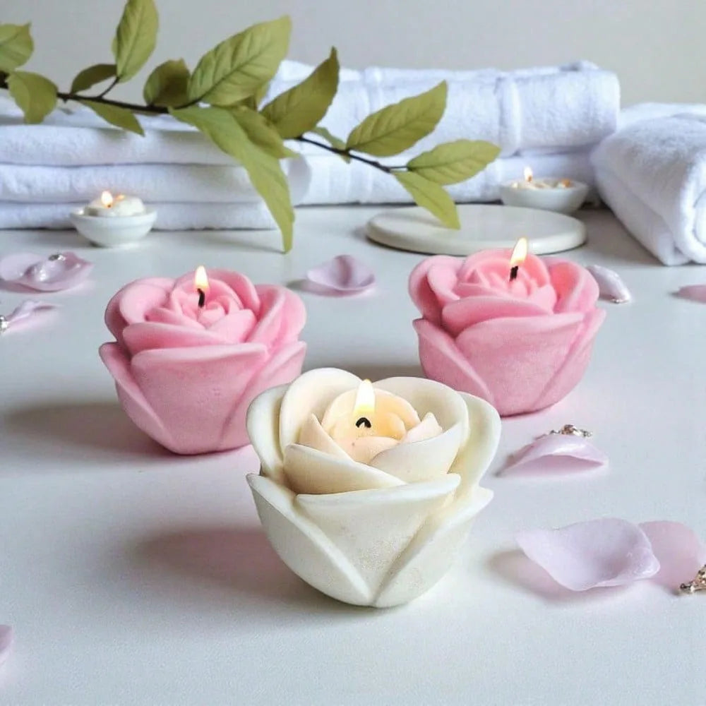 Rose Flower Silicone Mold Set for Candles, Soap, and Resin Crafts