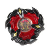 A black metal spinning top featuring a red core and an engraved design of an eagle.