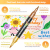 A set of dual-head, dual-color multi-functional brush pens with a metallic finish and glitter effect.
