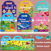 A colorful portable bubble sticker book featuring dinosaur, space, animal, and vehicle themed stickers for toddlers.