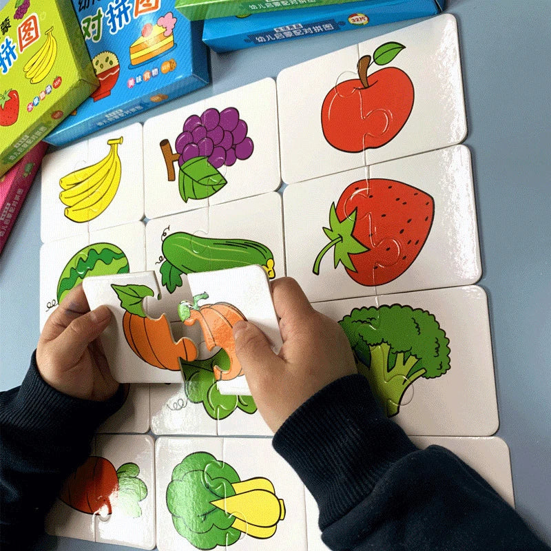 Toddler Animal & Fruit Puzzle Cards with Truck Matching Game