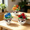 A set of gothic skull floral building blocks featuring detailed skulls and colorful flowers.