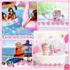 Pink mini rubber ducks set used for bath time and play with a baby