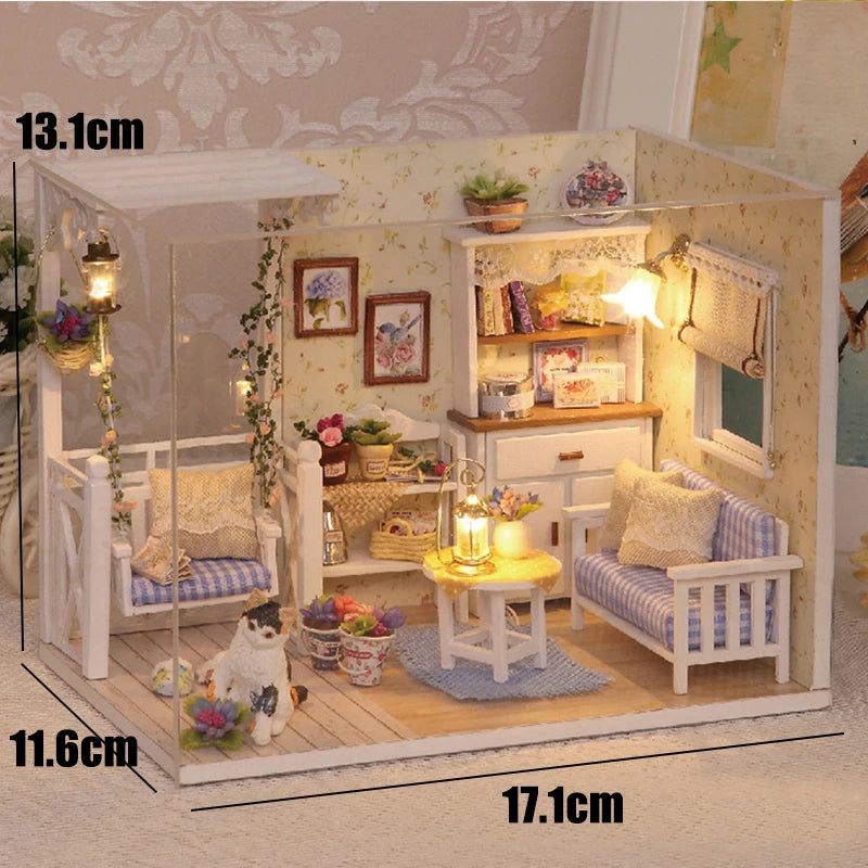 DIY Wooden Miniature Dollhouse Coffee Shop Kit