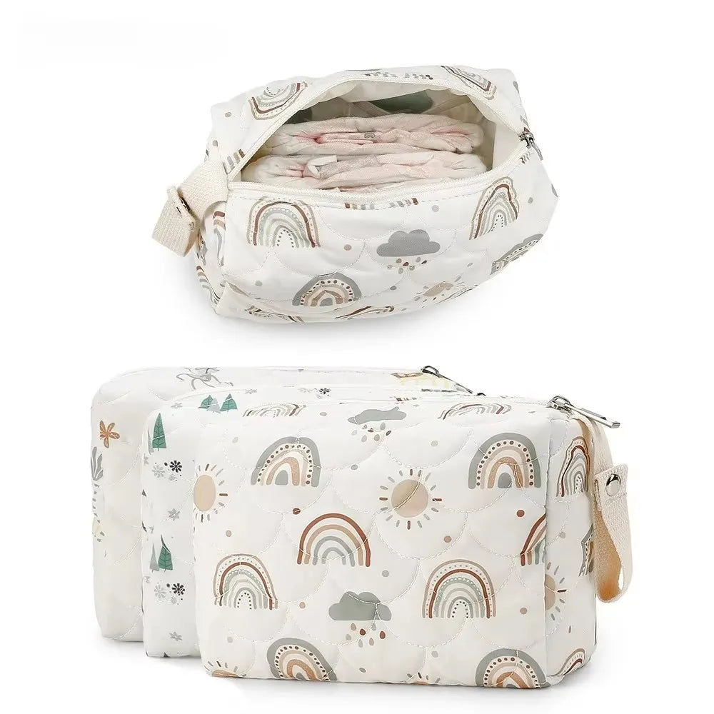 Rainbow Print Diaper Caddy Organizer with Wet/Dry Compartments
