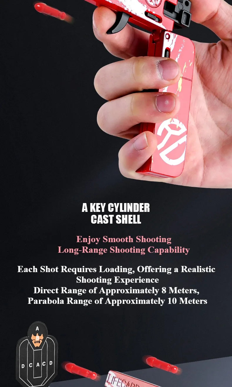 Compact Alloy Folding Blaster Pistol with Soft Bullets