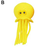A bright yellow squeeze and soak octopus bath toy for toddlers.