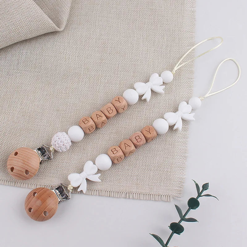 Personalized Baby Pacifier Clip with Silicone Beads
